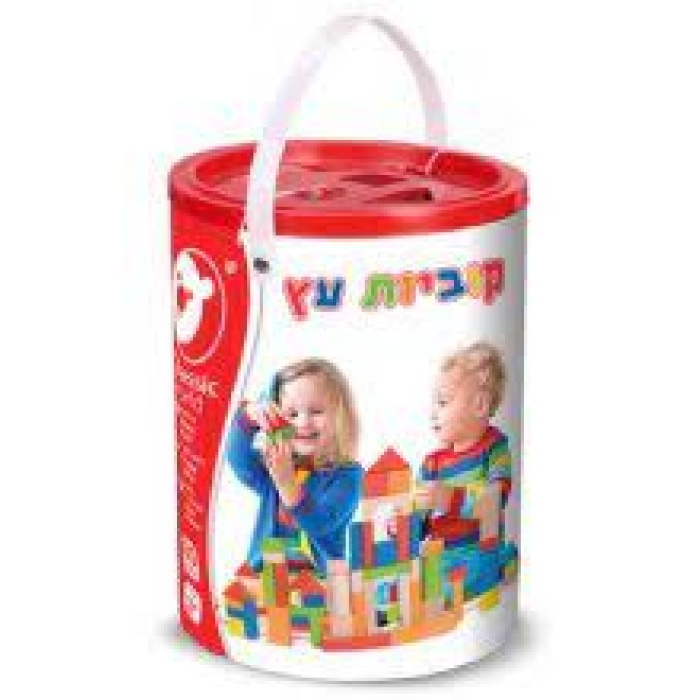 דלי קוביות מעץ 120 חלקים