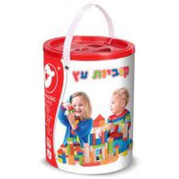 דלי קוביות מעץ 120 חלקים