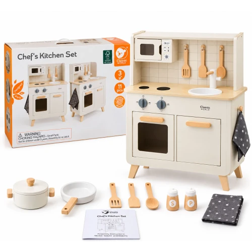 מטבח עץ לילדים Classic World Chef's Kitchen Set עם אביזרים