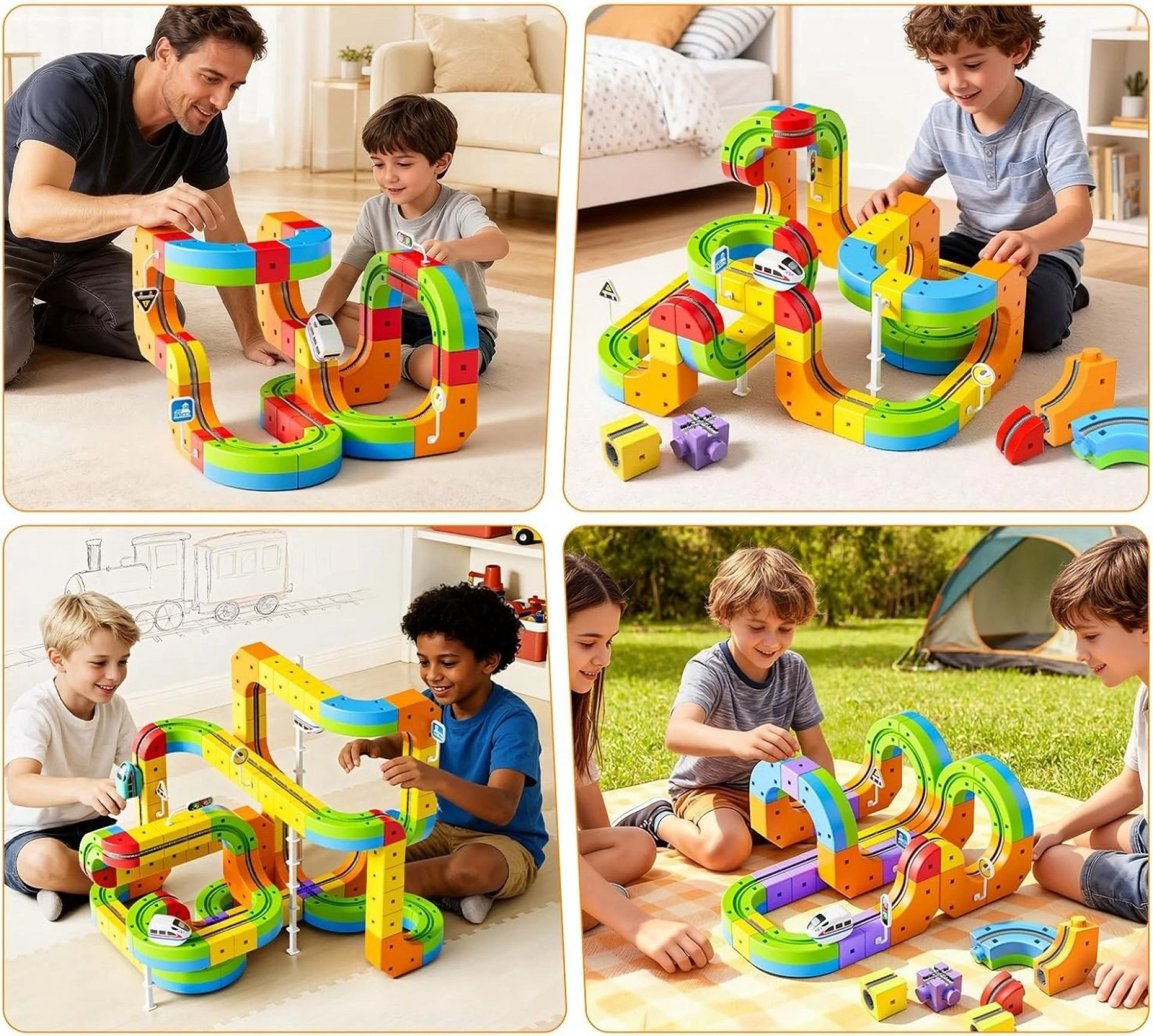 מסילת רכבת מגנטית 56 חלקים – מסלול תלת מימדי I pop – תמונה 2